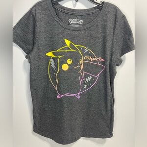 Pokemon Girls XL size 14-16 Charcoal Gray Short Sleeve Graphic Tee